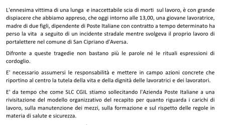 Poste - Ancora una vittima 