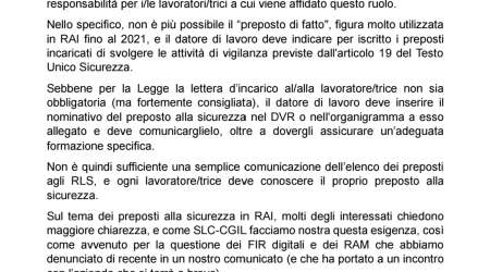 PREPOSTI ALLA SICUREZZA IN RAI: A CHE PUNTO SIAMO?