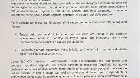 INFORMATIVA TELECONTACT - LAVORO AGILE ESTIVO
